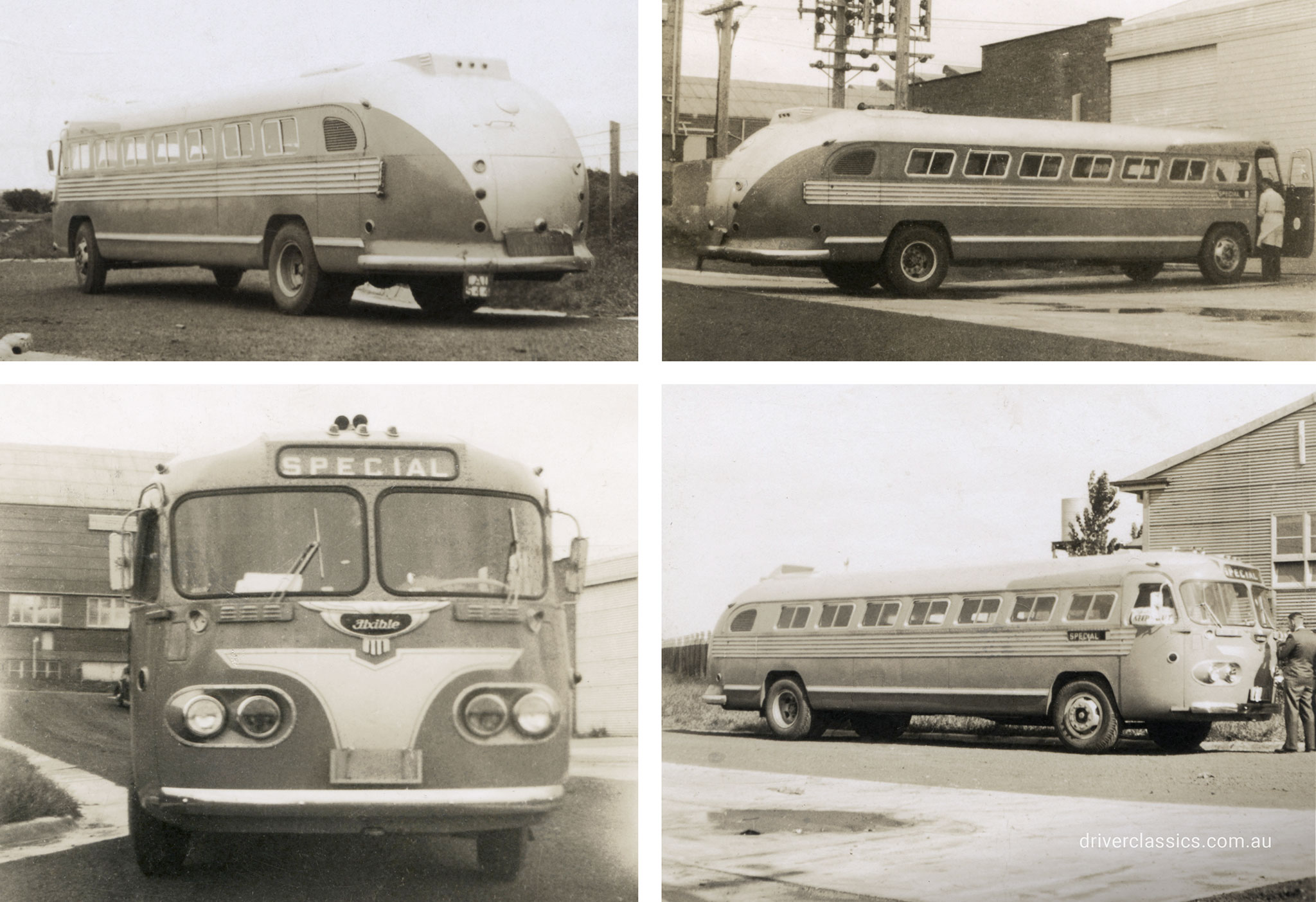 US 1947 Flxible Clipper bus 29B1-47 ‘pilot’, Ansair designated model P3. Sydney Bus Museum Archives.