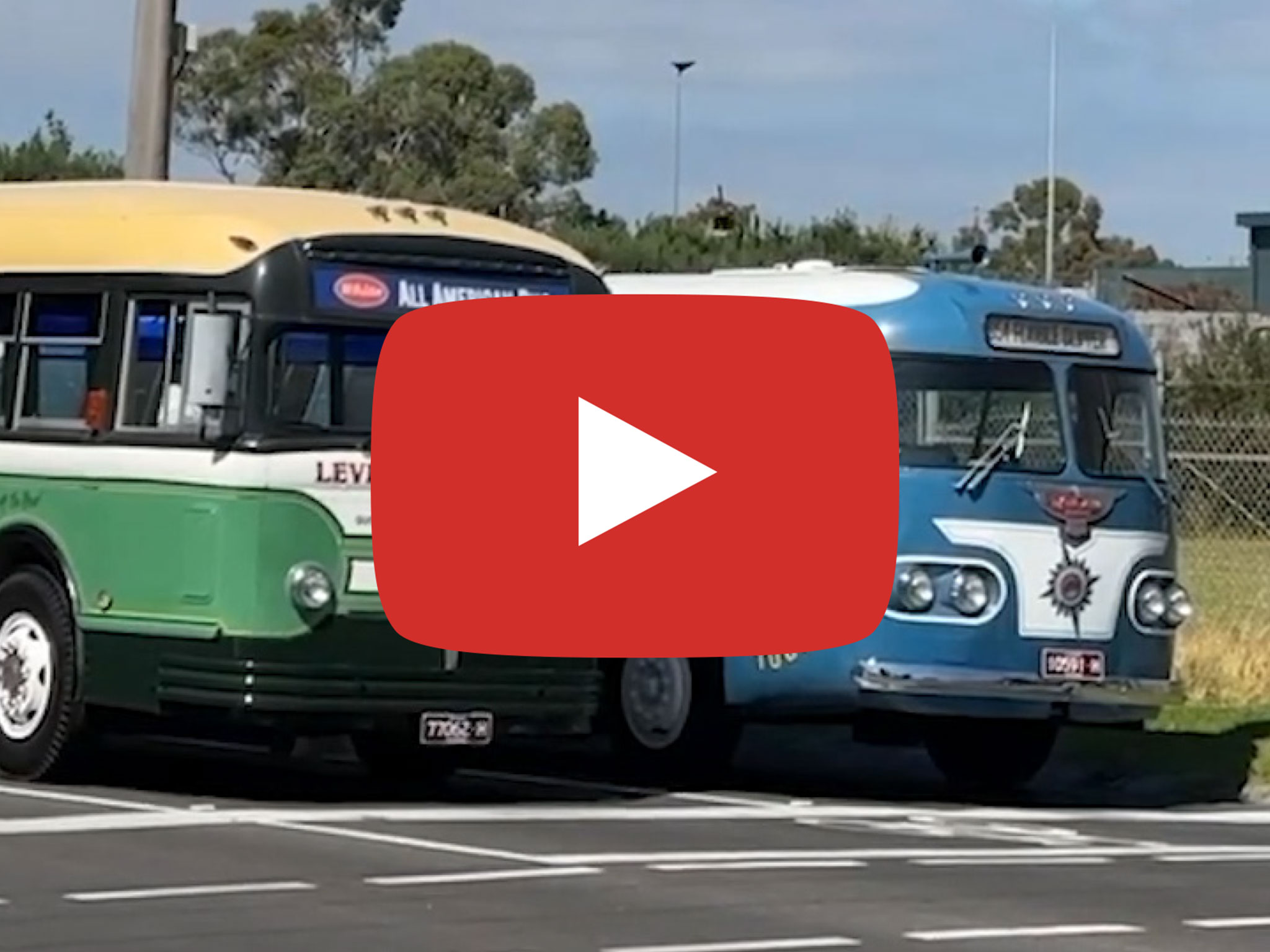 1948 White 798-12 Bus and 1954 Ansair Flxible Clipper bus, driving around at Mt Waverley VIC, Australia. Video taken in February 2024 by Ralf Boetker.