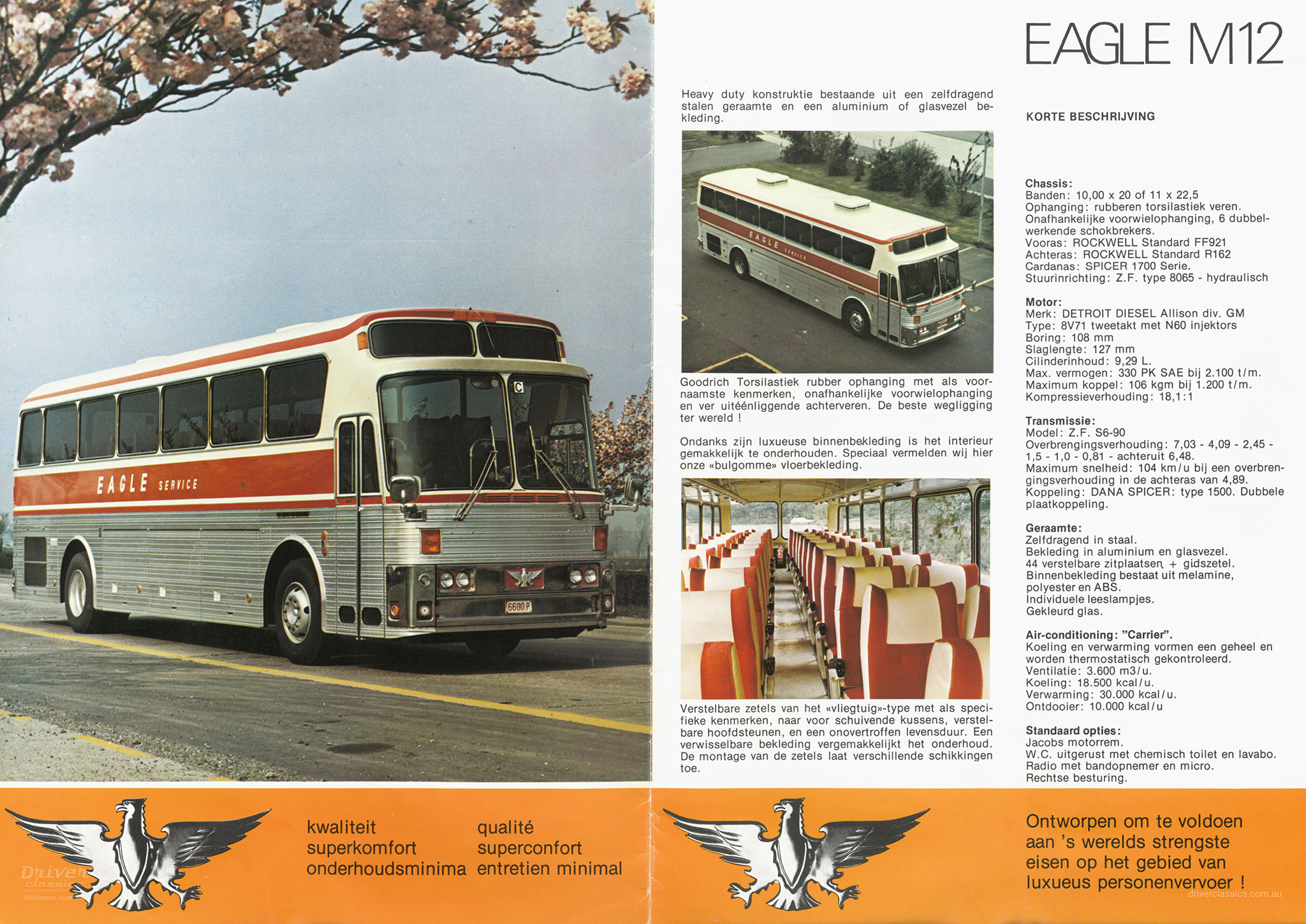 Eagle M12 bus brochure page, 1977