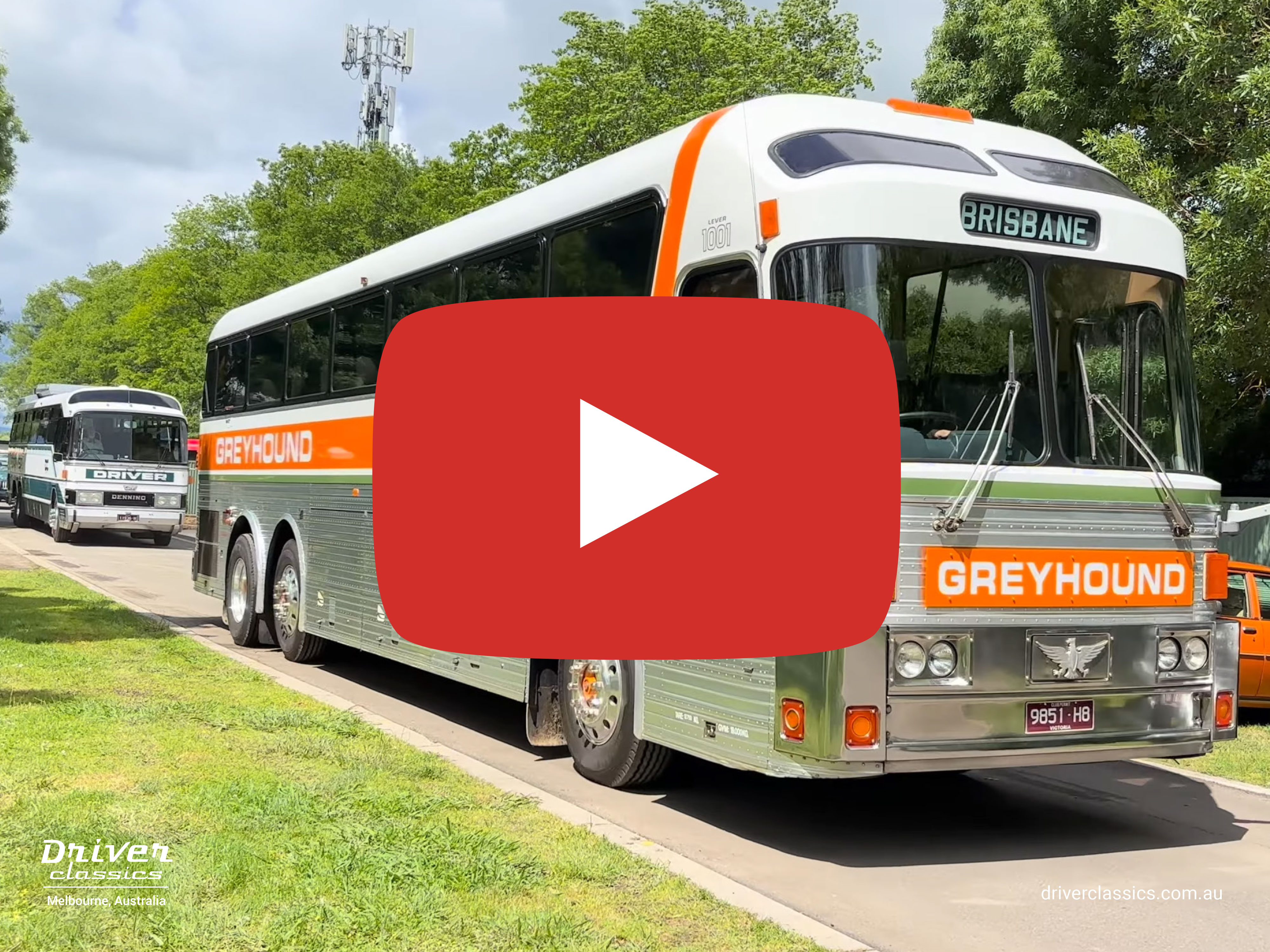 Eagle Model 10 R bus, 1984 model, with GM denning Mono bus behind, Yarra Glen. Video taken November 2025