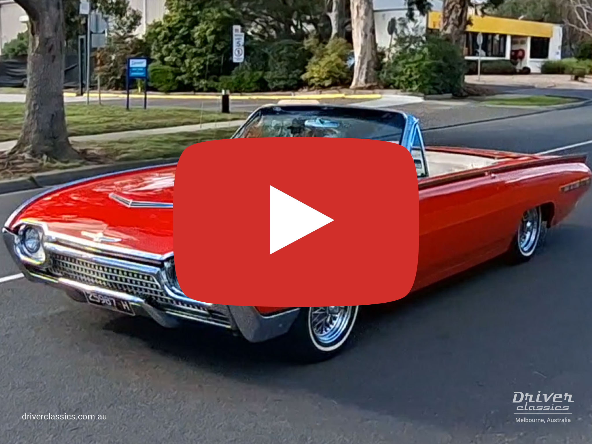 Ford thunderbird convertible, 1962 model, video driving around Mount Waverley. August 2026