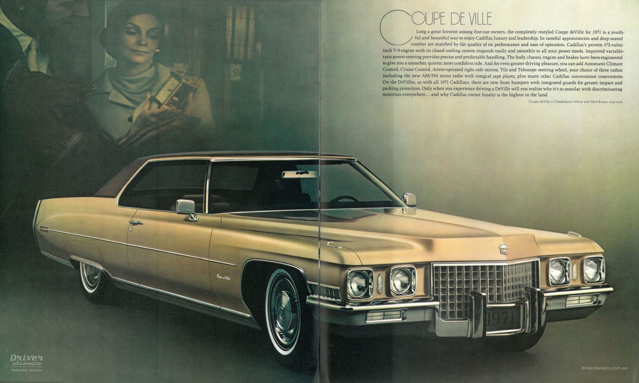 Brochure page from 1971 Cadillac Coupe de Ville brochure